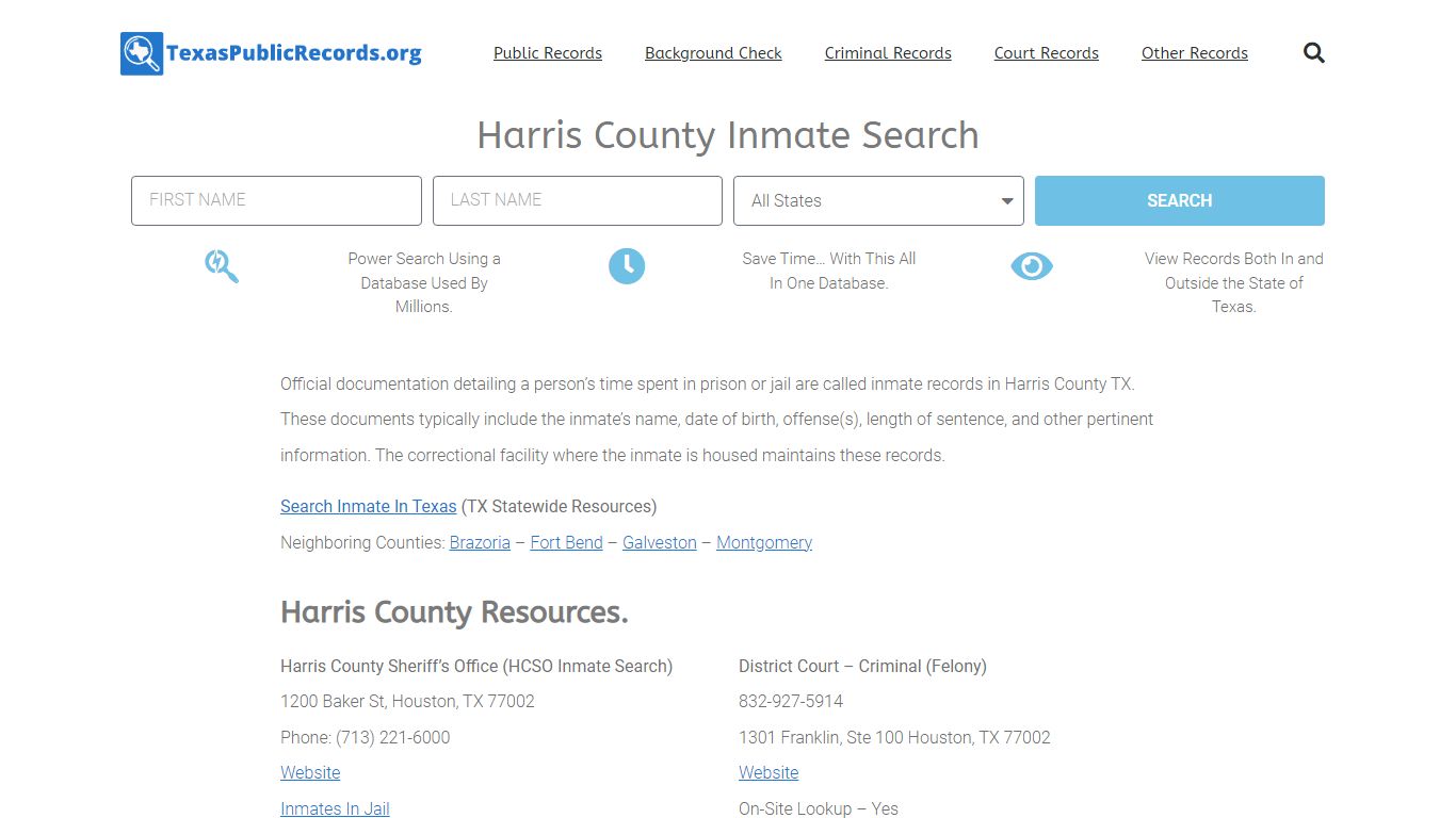 Harris County Inmate Search - HCSO Current & Past Jail Records